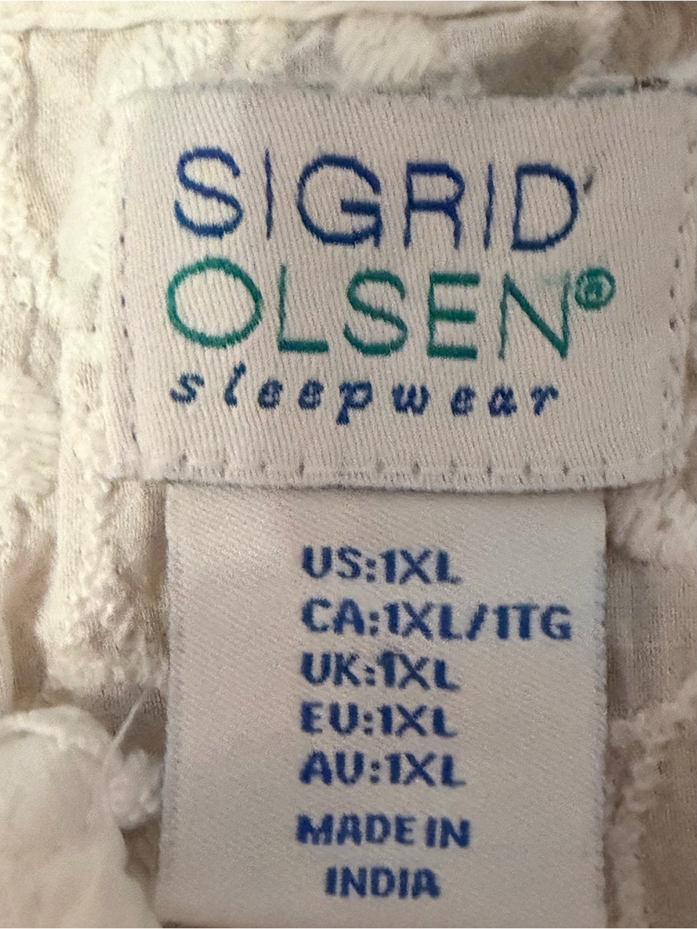 Sigrid Olsen White Lace Yoke Sleeveless Nightgown - 100% Cotton- Brand New - Picture 6 of 9